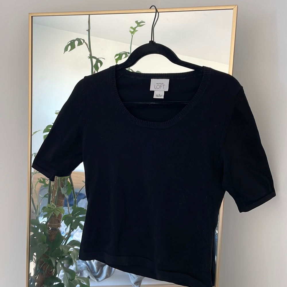 Scoop Neck Short Sleeve LOFT Sweater Top